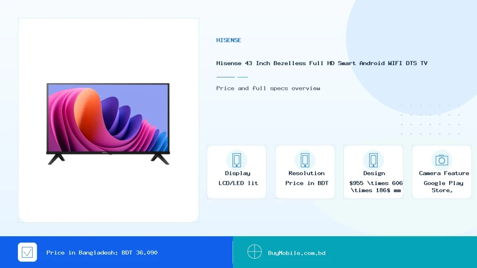 Hisense 43 Inch Bezelless Full HD Smart Android WIFI DTS TV