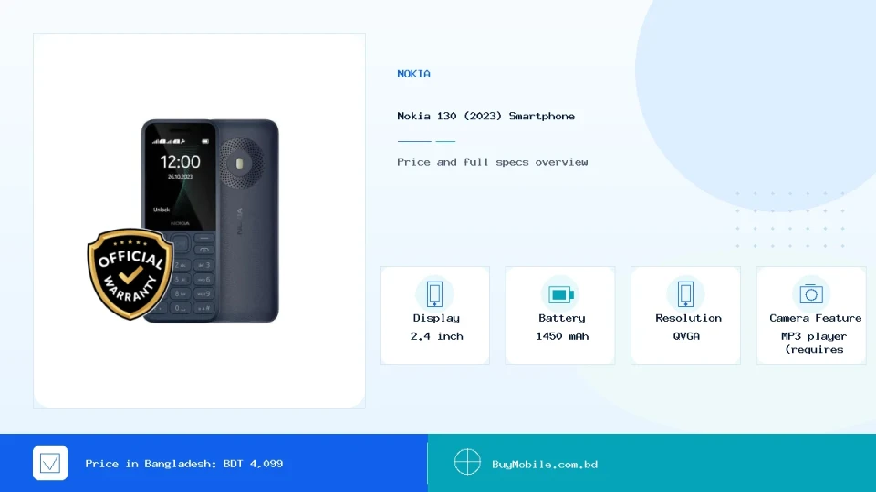 Nokia 130 (2023) price in Bangladesh
