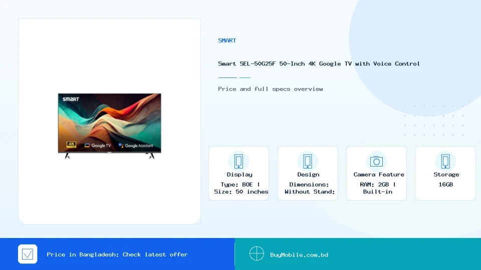 Smart SEL-50G25F 50-Inch 4K Google TV with Voice Control price in Bangladesh