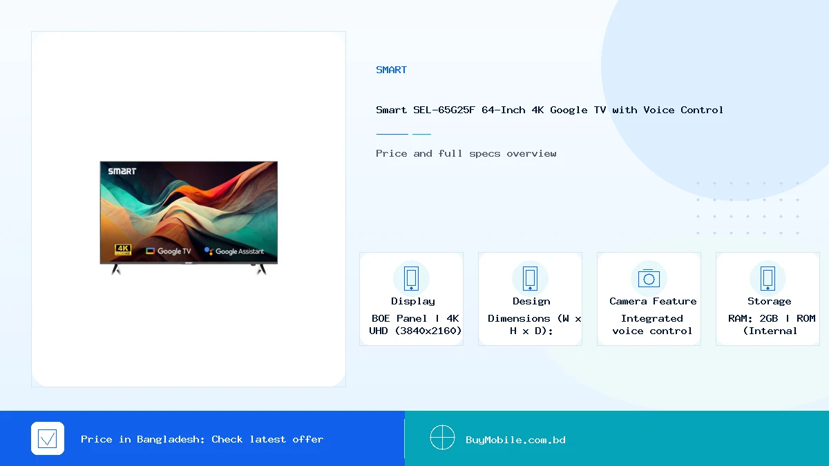 Smart SEL-65G25F 64-Inch 4K Google TV with Voice Control price in Bangladesh